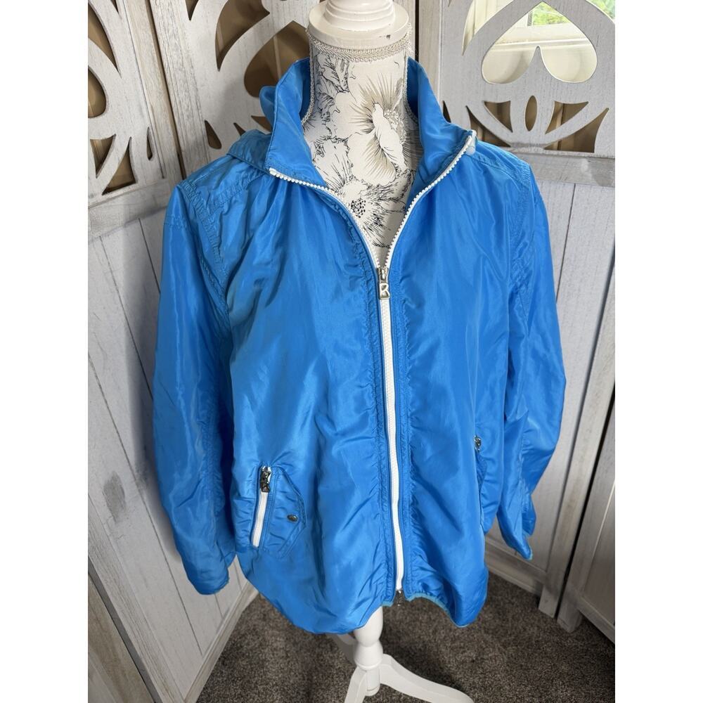 Bogner Lightweight Jacket Womens US 10 Light Blue White Rain Wind Full Zip